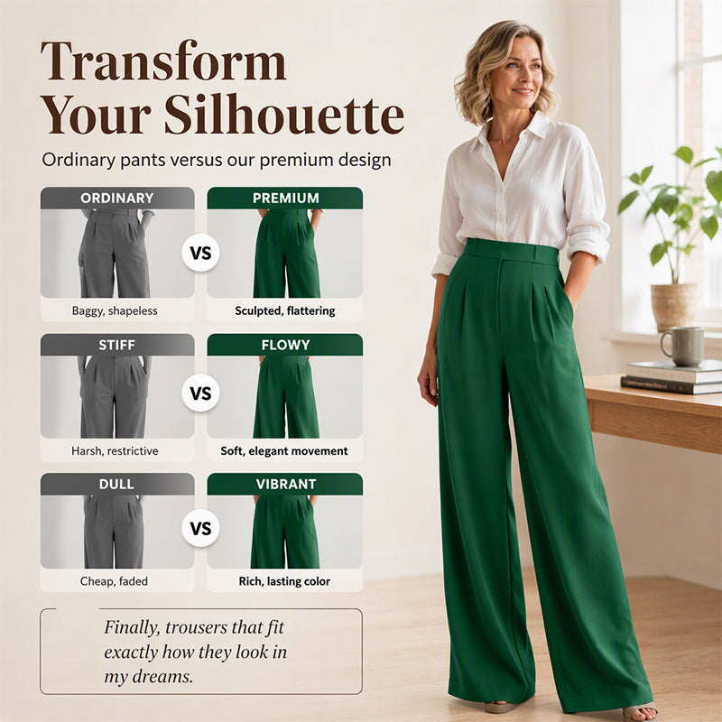 ✨ Polished Comfort | Women's High-Waisted Wide-Leg Suit Pants
