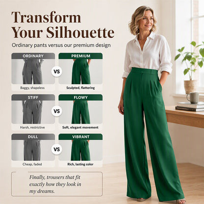 ✨ Polished Comfort | Women's High-Waisted Wide-Leg Suit Pants