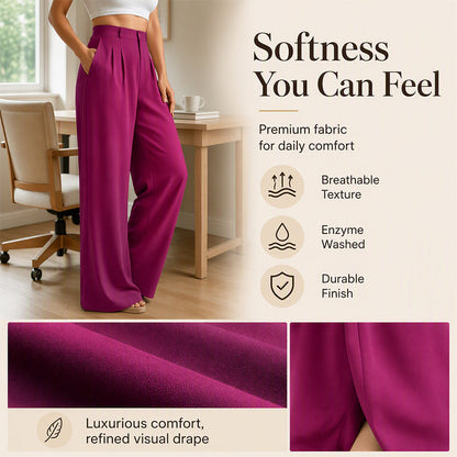 ✨ Polished Comfort | Women's High-Waisted Wide-Leg Suit Pants