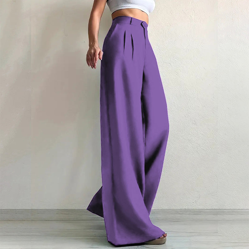 ✨ Polished Comfort | Women's High-Waisted Wide-Leg Suit Pants