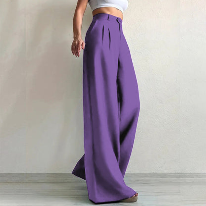 ✨ Polished Comfort | Women's High-Waisted Wide-Leg Suit Pants