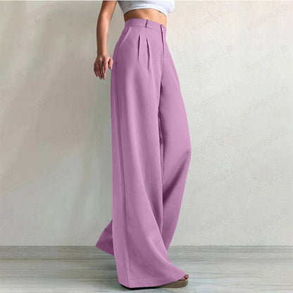 ✨ Polished Comfort | Women's High-Waisted Wide-Leg Suit Pants