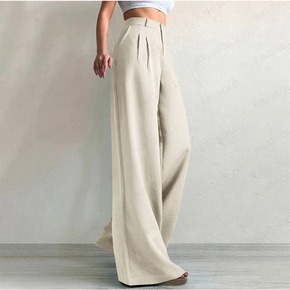 ✨ Polished Comfort | Women's High-Waisted Wide-Leg Suit Pants