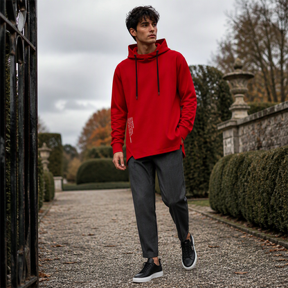 ☁️ All-Day Comfort | Men's Relaxed-Fit High-Neck Hooded Sweatshirt