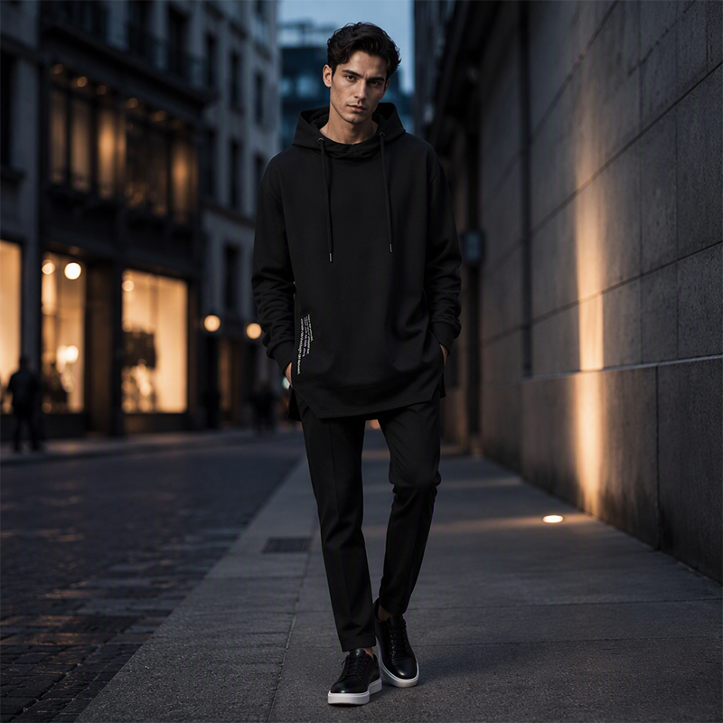 ☁️ All-Day Comfort | Men's Relaxed-Fit High-Neck Hooded Sweatshirt