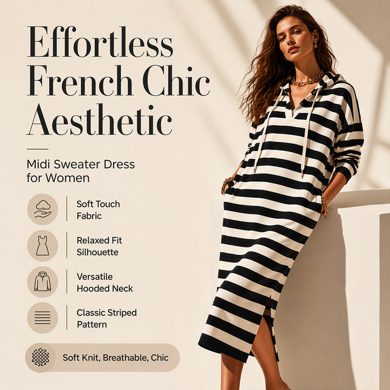 Hot Sale 49% OFF💖Women's Casual Striped Hoodie Dress