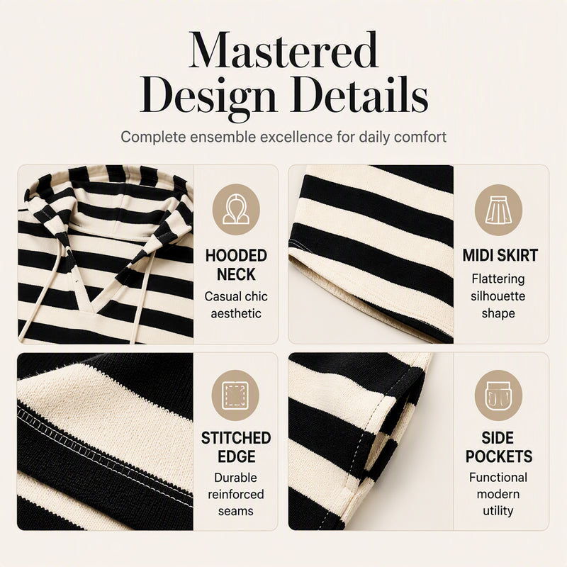 Hot Sale 49% OFF💖Women's Casual Striped Hoodie Dress