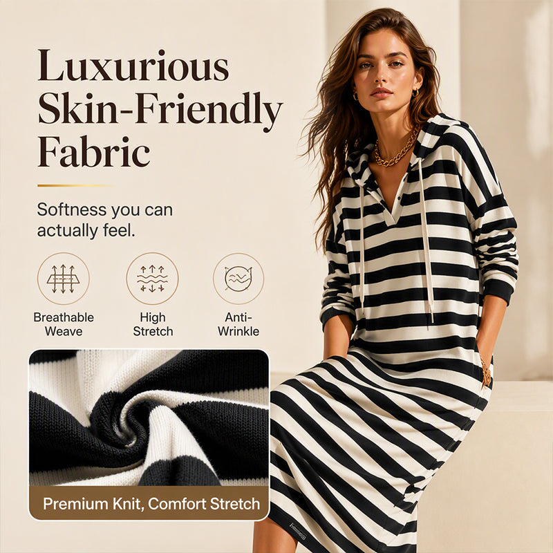 Hot Sale 49% OFF💖Women's Casual Striped Hoodie Dress