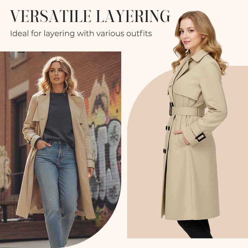 🍂 Women’s Double-Breasted Trench Coat – Timeless Elegance & Effortless Autumn Style