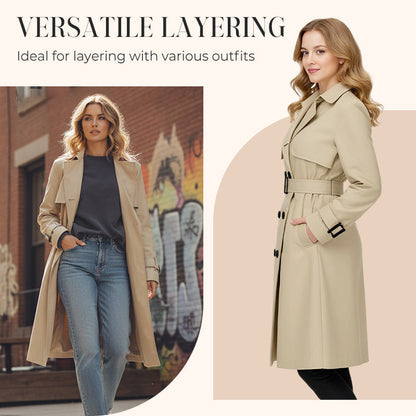 🍂 Women’s Double-Breasted Trench Coat – Timeless Elegance & Effortless Autumn Style