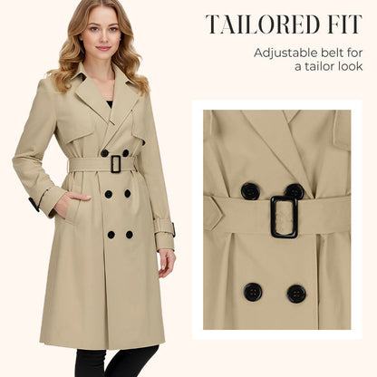 🍂 Women’s Double-Breasted Trench Coat – Timeless Elegance & Effortless Autumn Style
