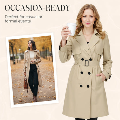 🍂 Women’s Double-Breasted Trench Coat – Timeless Elegance & Effortless Autumn Style