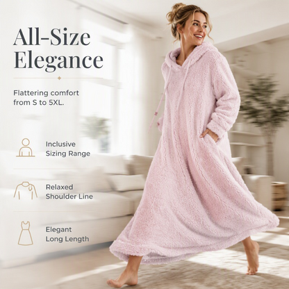❄️ Cozy Winter Comfort | Women's Plush Hooded Maxi Lounge Dress