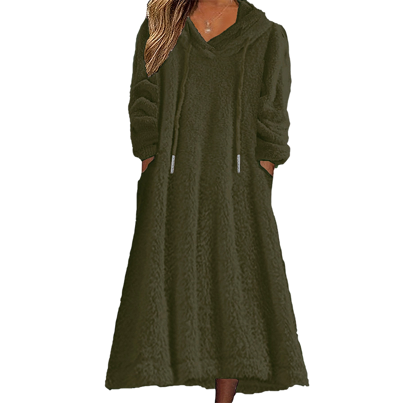 ❄️ Cozy Winter Comfort | Women's Plush Hooded Maxi Lounge Dress