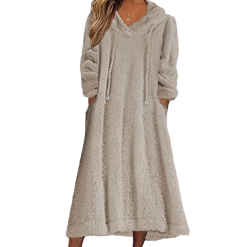 ❄️ Cozy Winter Comfort | Women's Plush Hooded Maxi Lounge Dress