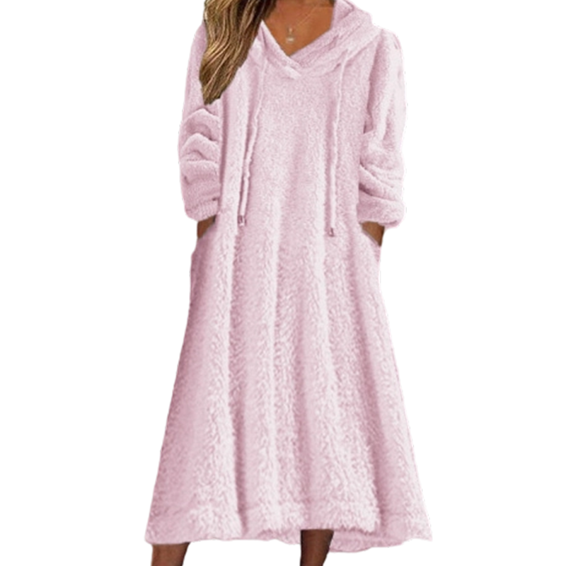 ❄️ Cozy Winter Comfort | Women's Plush Hooded Maxi Lounge Dress