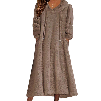 ❄️ Cozy Winter Comfort | Women's Plush Hooded Maxi Lounge Dress