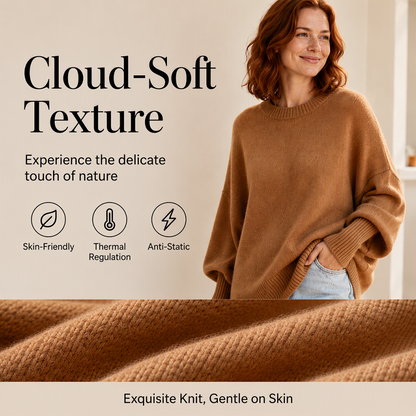 ☁️ Cozy Everyday Comfort | Women's Plus-Size Crew-Neck Pullover Sweater