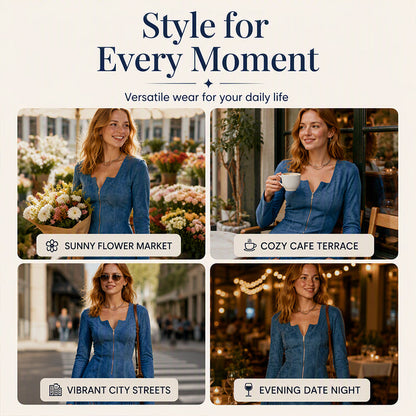 Women's Slim Fit Half Zip Fringe Dress