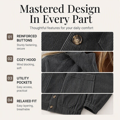 Women's Casual Corduroy Hooded Jacket