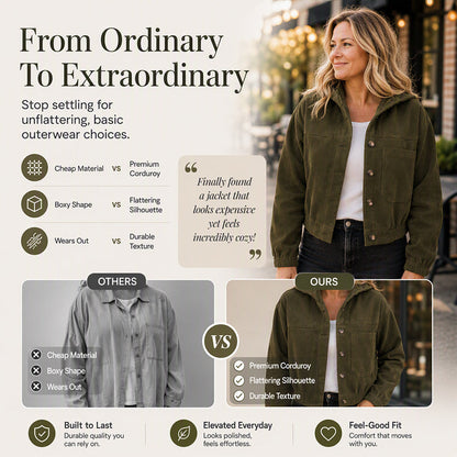 Women's Casual Corduroy Hooded Jacket