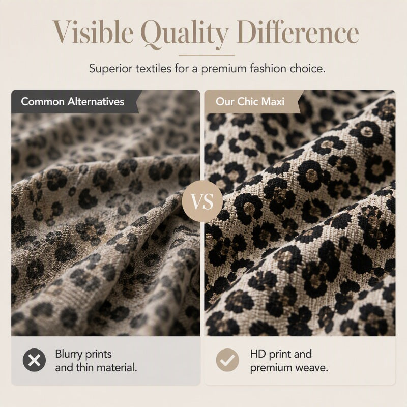 Women's Casual Leopard Print Long Sleeve Maxi Dress