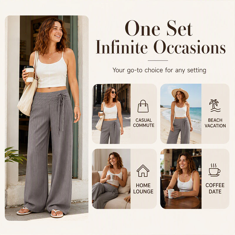 ⌛Limited-Time Offer-✨Women's Casual Striped Wide-Leg Pants