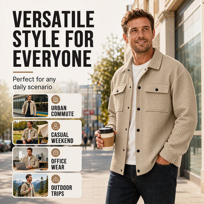 🔥 Men’s Casual Waffle-Textured Jacket – Stylish, Comfortable & Easy to Layer