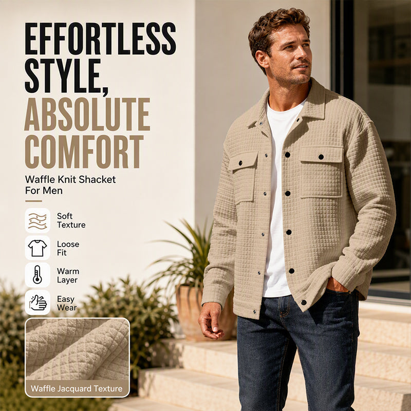 🔥 Men’s Casual Waffle-Textured Jacket – Stylish, Comfortable & Easy to Layer