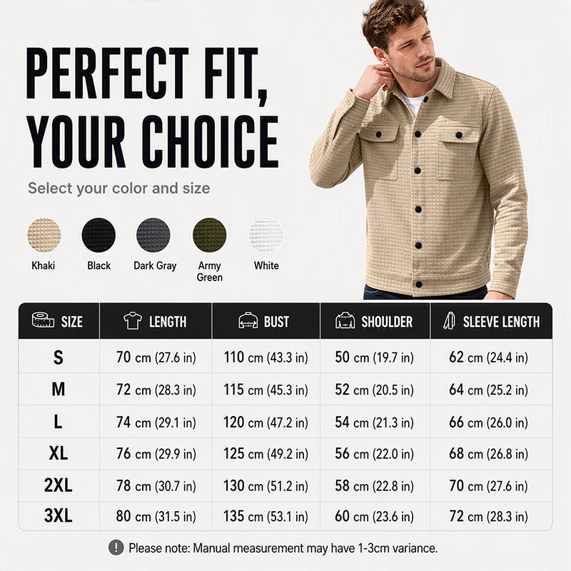 🔥 Men’s Casual Waffle-Textured Jacket – Stylish, Comfortable & Easy to Layer