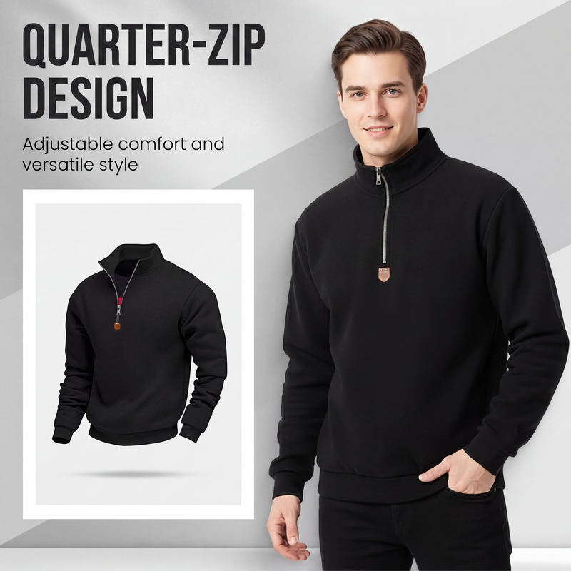 ✨Men's Stand Collar Quarter-Zip Pullover – Smart, Cosy & Effortlessly Versatile