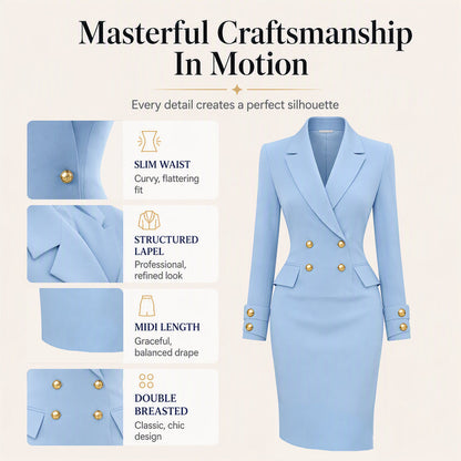 ⌛Limited-Time Offer-Women's Double-Breasted Blazer Dress
