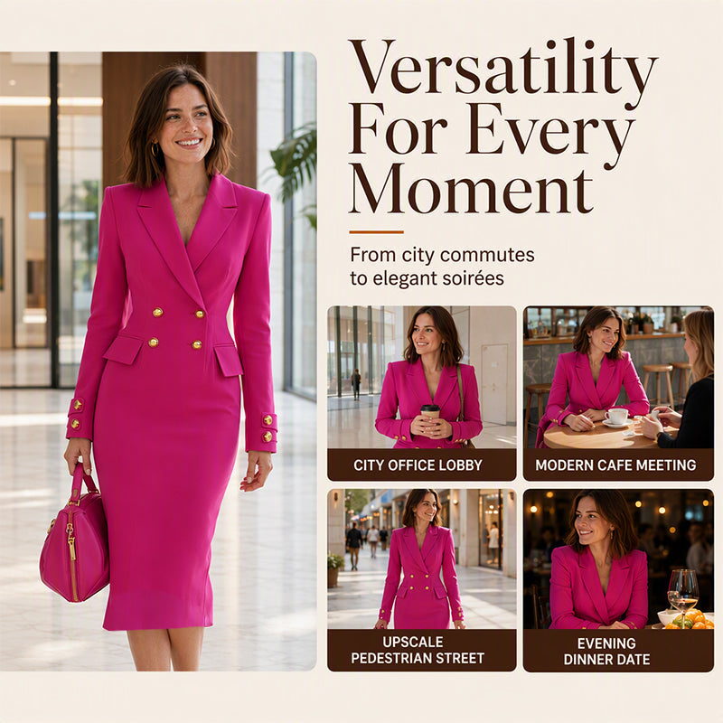 ⌛Limited-Time Offer-Women's Double-Breasted Blazer Dress