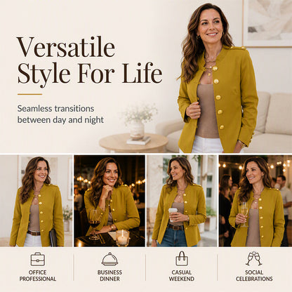 Women's Elegant Slim Fit Blazer with Gold Buttons