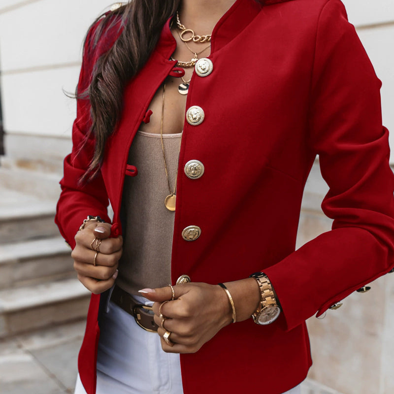 Women's Elegant Slim Fit Blazer with Gold Buttons