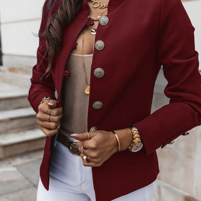 Women's Elegant Slim Fit Blazer with Gold Buttons