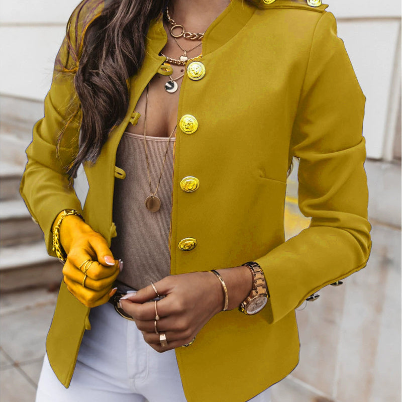 Women's Elegant Slim Fit Blazer with Gold Buttons