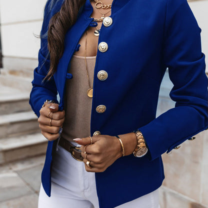 Women's Elegant Slim Fit Blazer with Gold Buttons