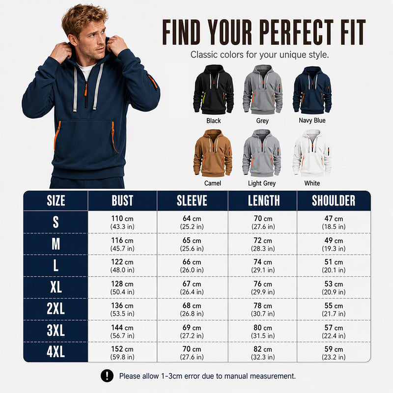 Men's Casual Sports Hoodie with Quarter Zip