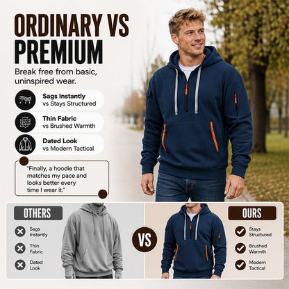 Men's Casual Sports Hoodie with Quarter Zip