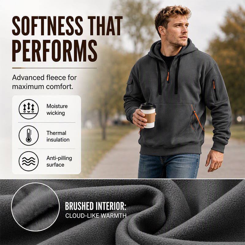 Men's Casual Sports Hoodie with Quarter Zip