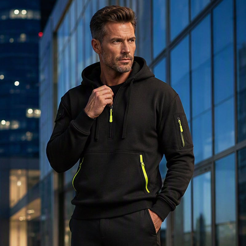 Men's Casual Sports Hoodie with Quarter Zip