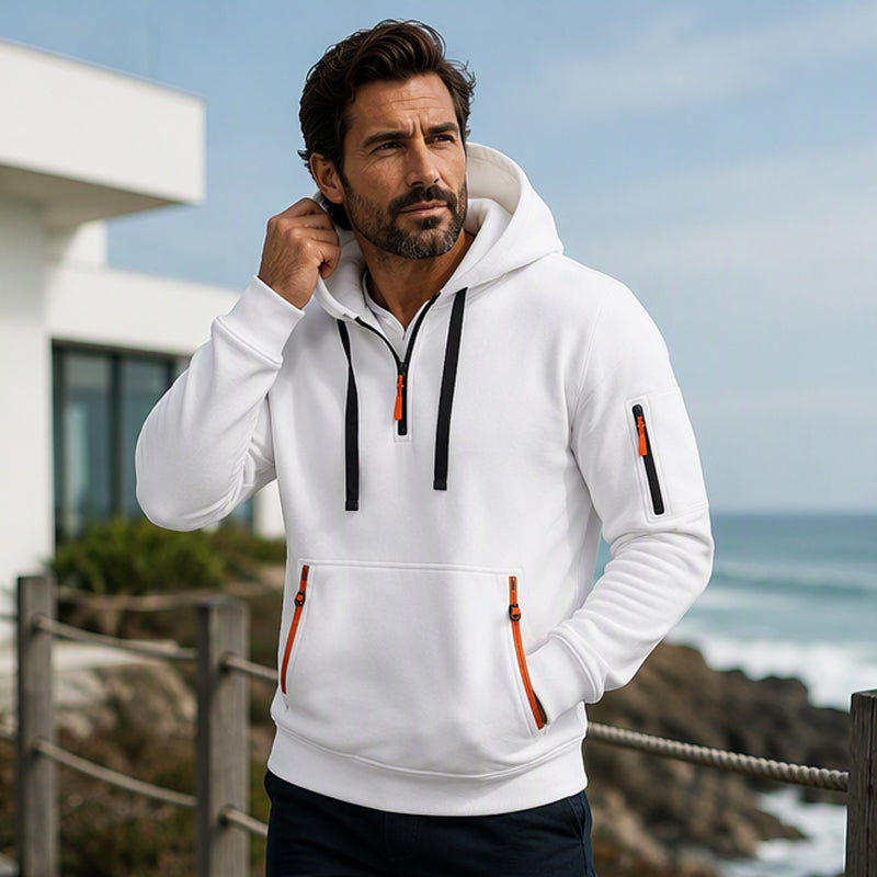 Men's Casual Sports Hoodie with Quarter Zip
