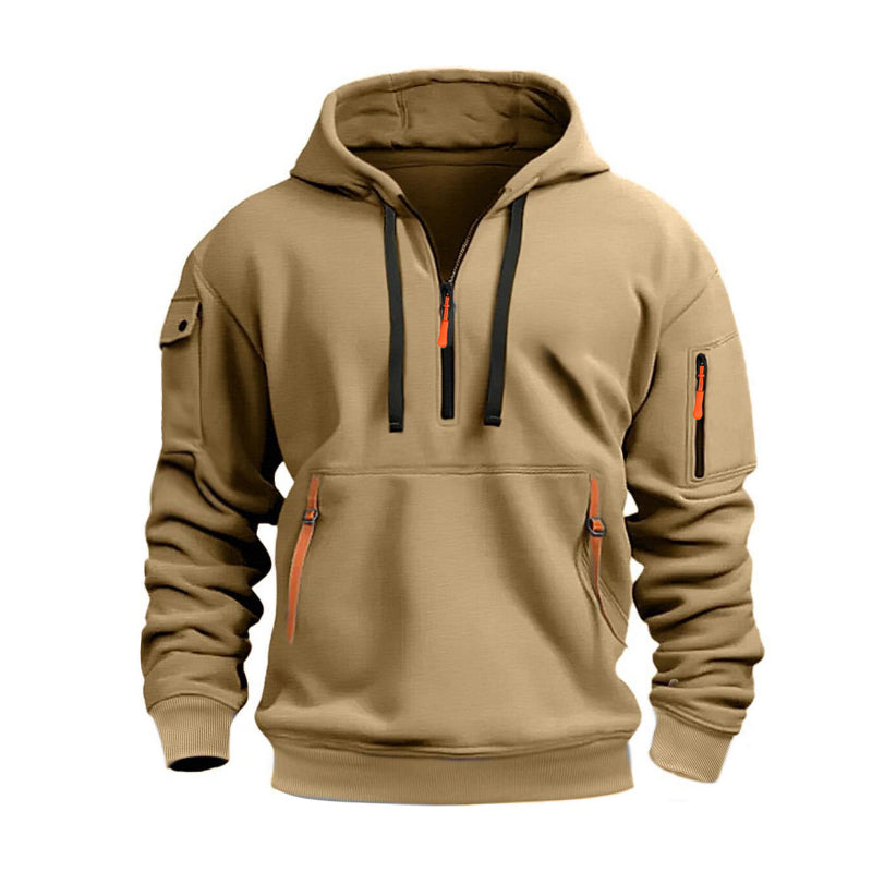 Men's Casual Sports Hoodie with Quarter Zip