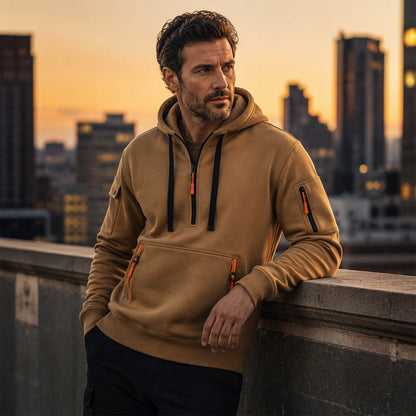 Men's Casual Sports Hoodie with Quarter Zip