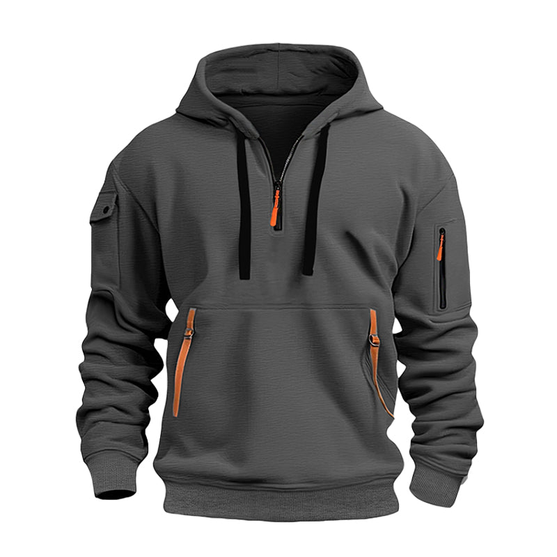 Men's Casual Sports Hoodie with Quarter Zip