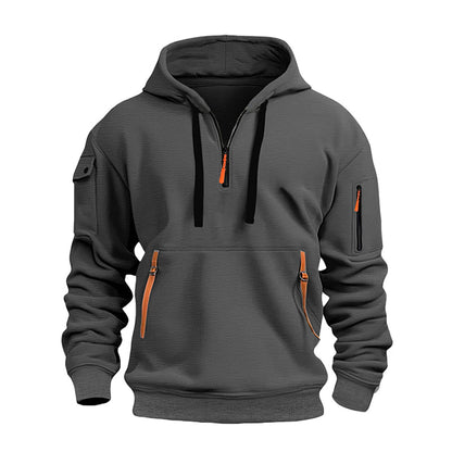 Men's Casual Sports Hoodie with Quarter Zip