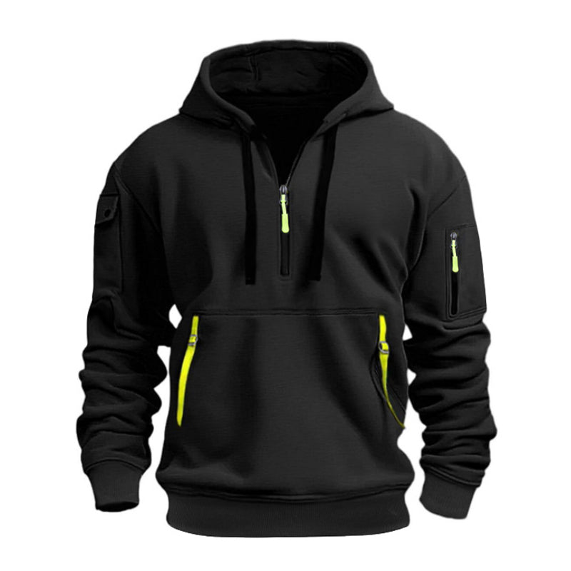 Men's Casual Sports Hoodie with Quarter Zip