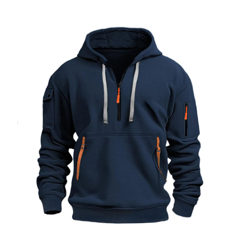 Men's Casual Sports Hoodie with Quarter Zip