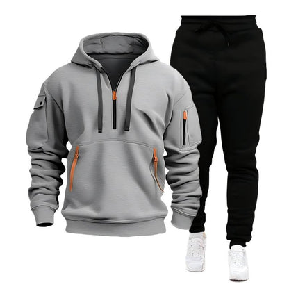 Men's Casual Sports Hoodie with Quarter Zip